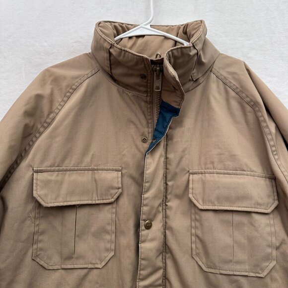 Vintage Woolrich Jacket Mens L Beige Full Zip Chore Insutaled Lined Outdoor - Picture 2 of 10
